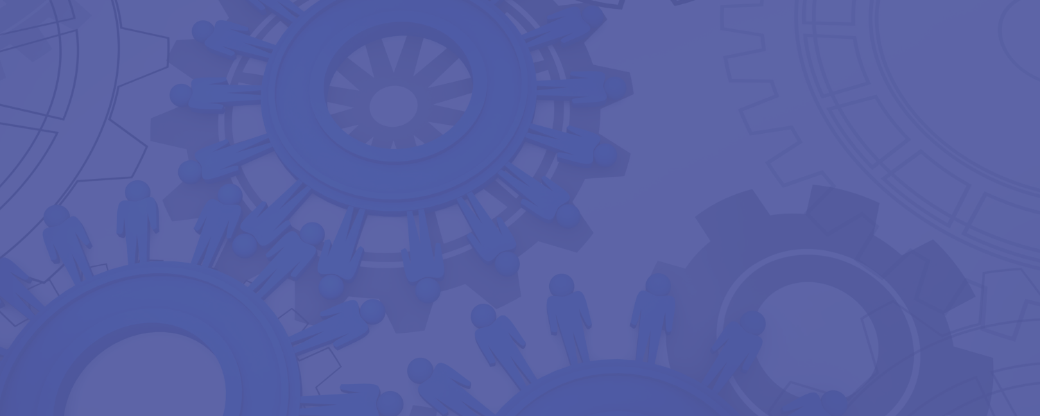 Graphic showing a cog with people as the spokes.